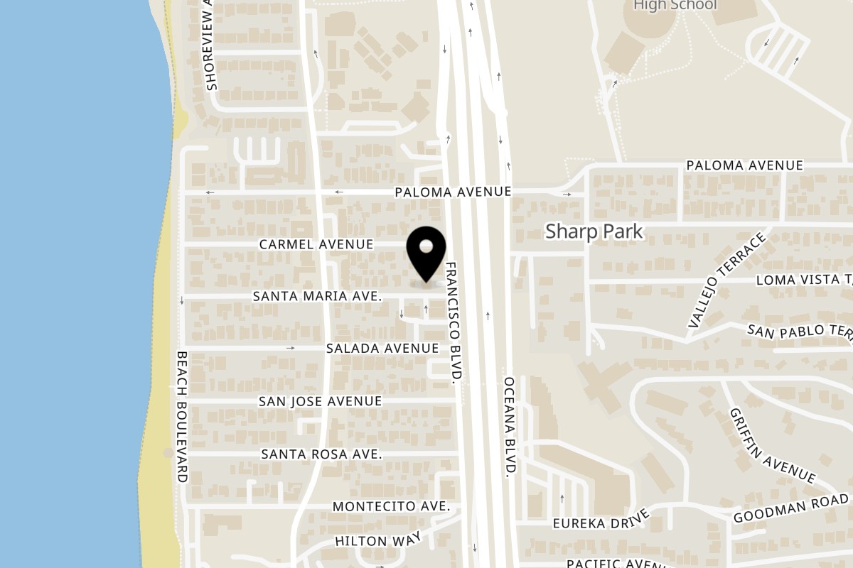 Map showing the location of El Toro Loco on 1780 Francisco Blvd in Pacifica